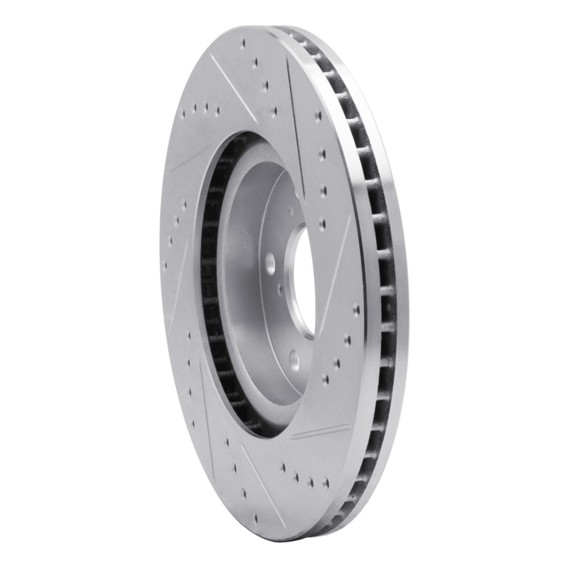 Acura TL Brake Rotor (1) - Front Left - R1 Concepts - Drilled & Slotted - Silver - `09-`14
